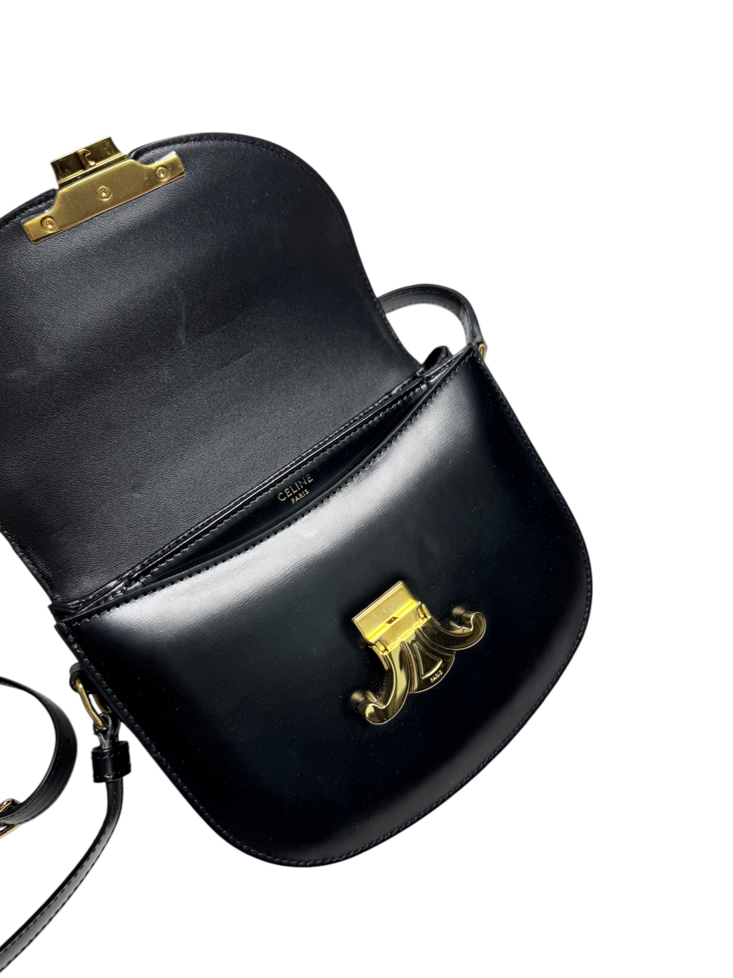 Celine Black Calfskin Triomphe Besace Clea T8326