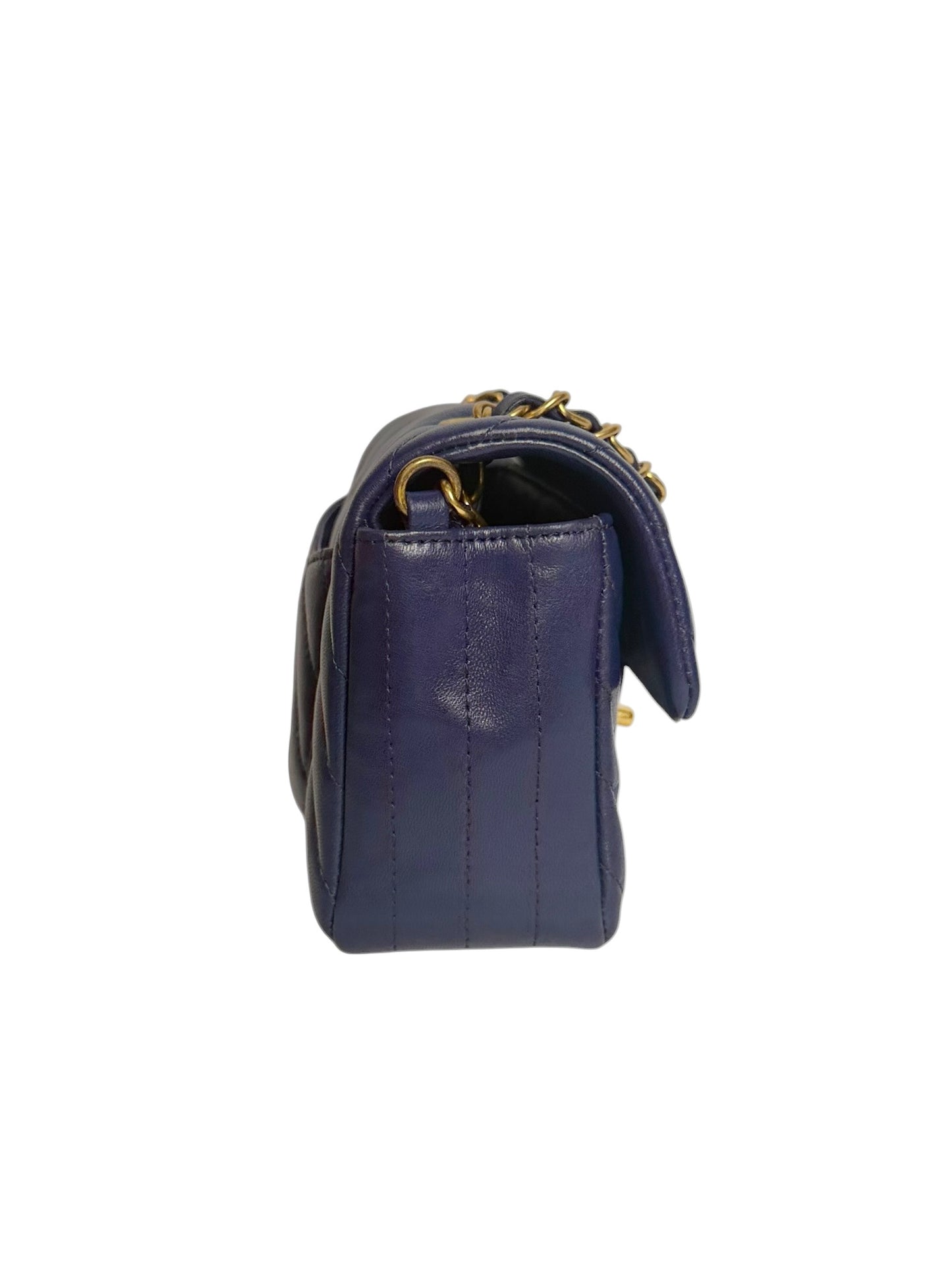 Chanel Mini Blue Chevron Classic Flap