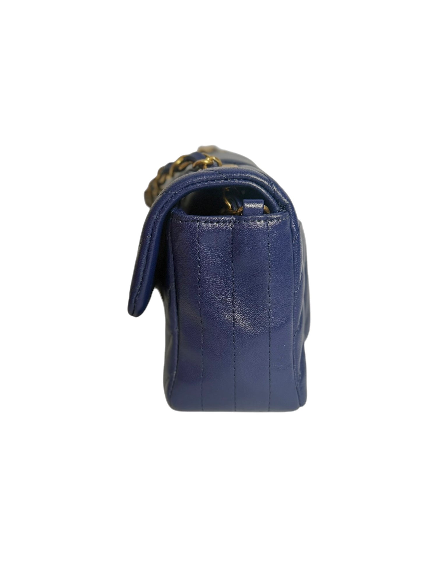 Chanel Mini Blue Chevron Classic Flap