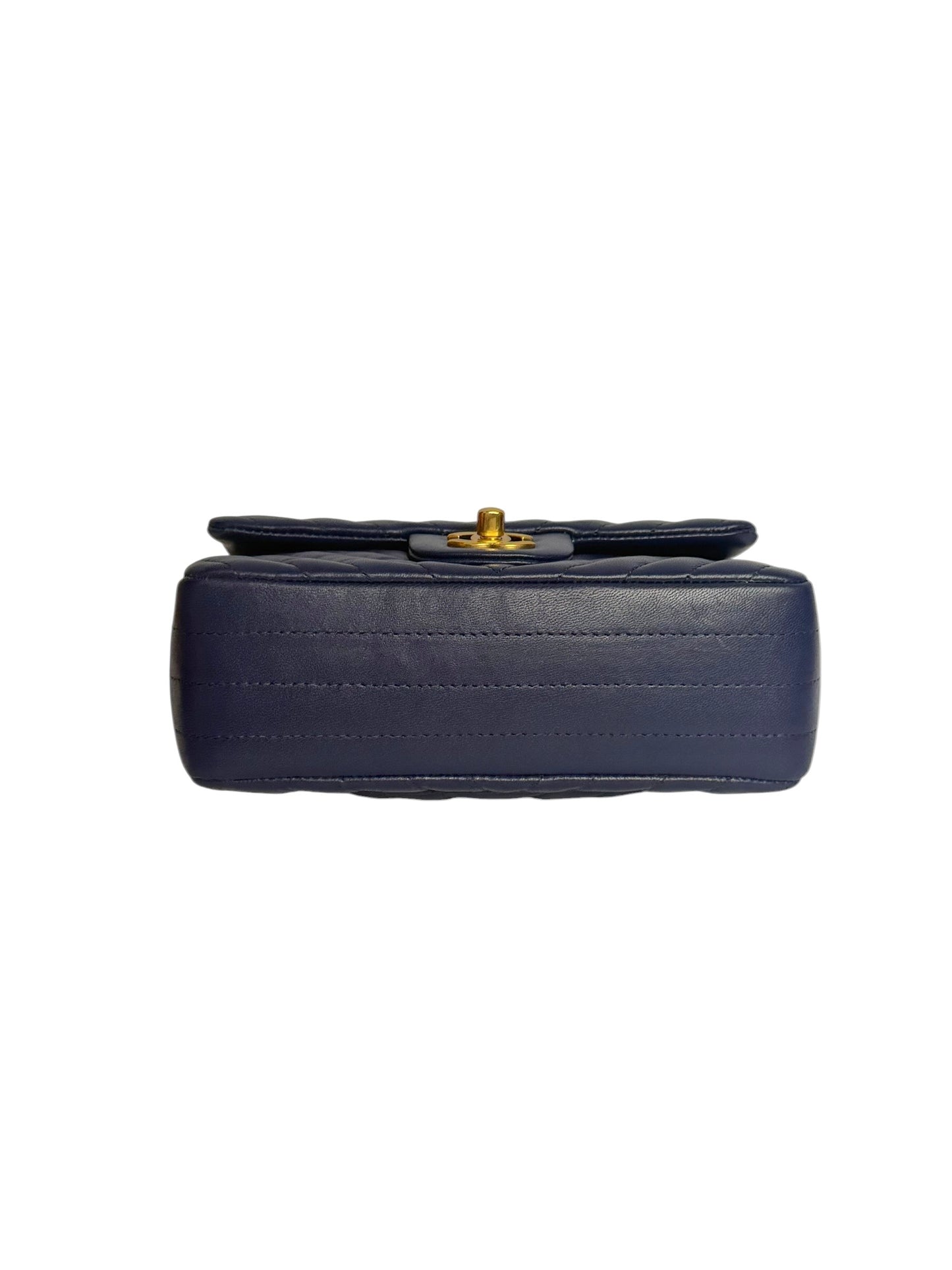 Chanel Mini Blue Chevron Classic Flap