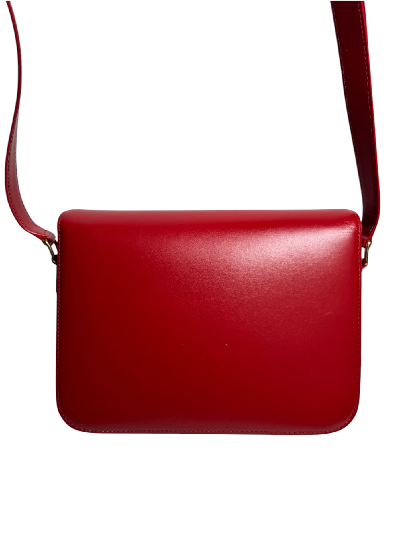 Celine Red Shiny Calfskin Medium Triomphe T8327