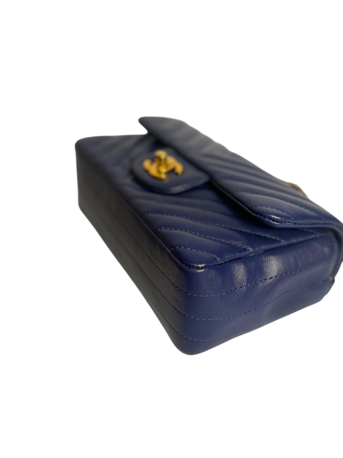 Chanel Mini Blue Chevron Classic Flap