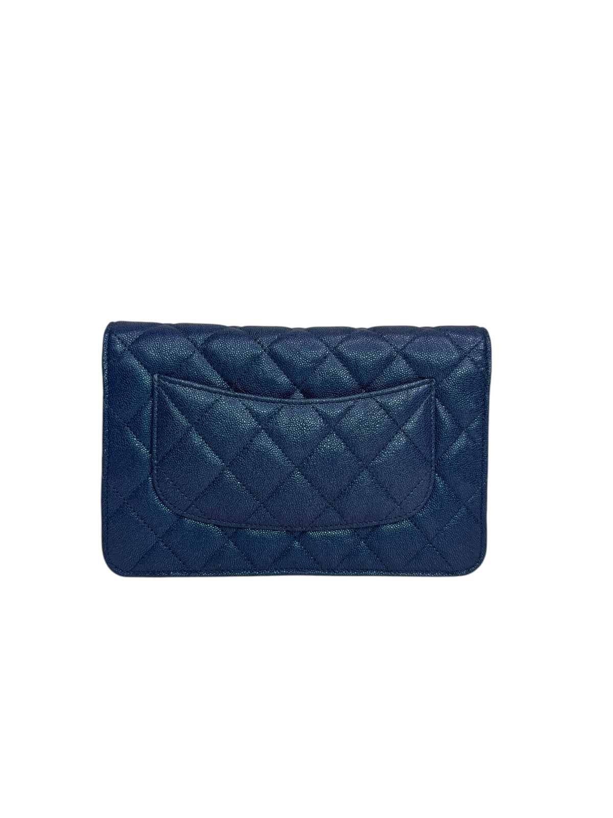Chanel Blue Iridescent Caviar Wallet on Chain T9352
