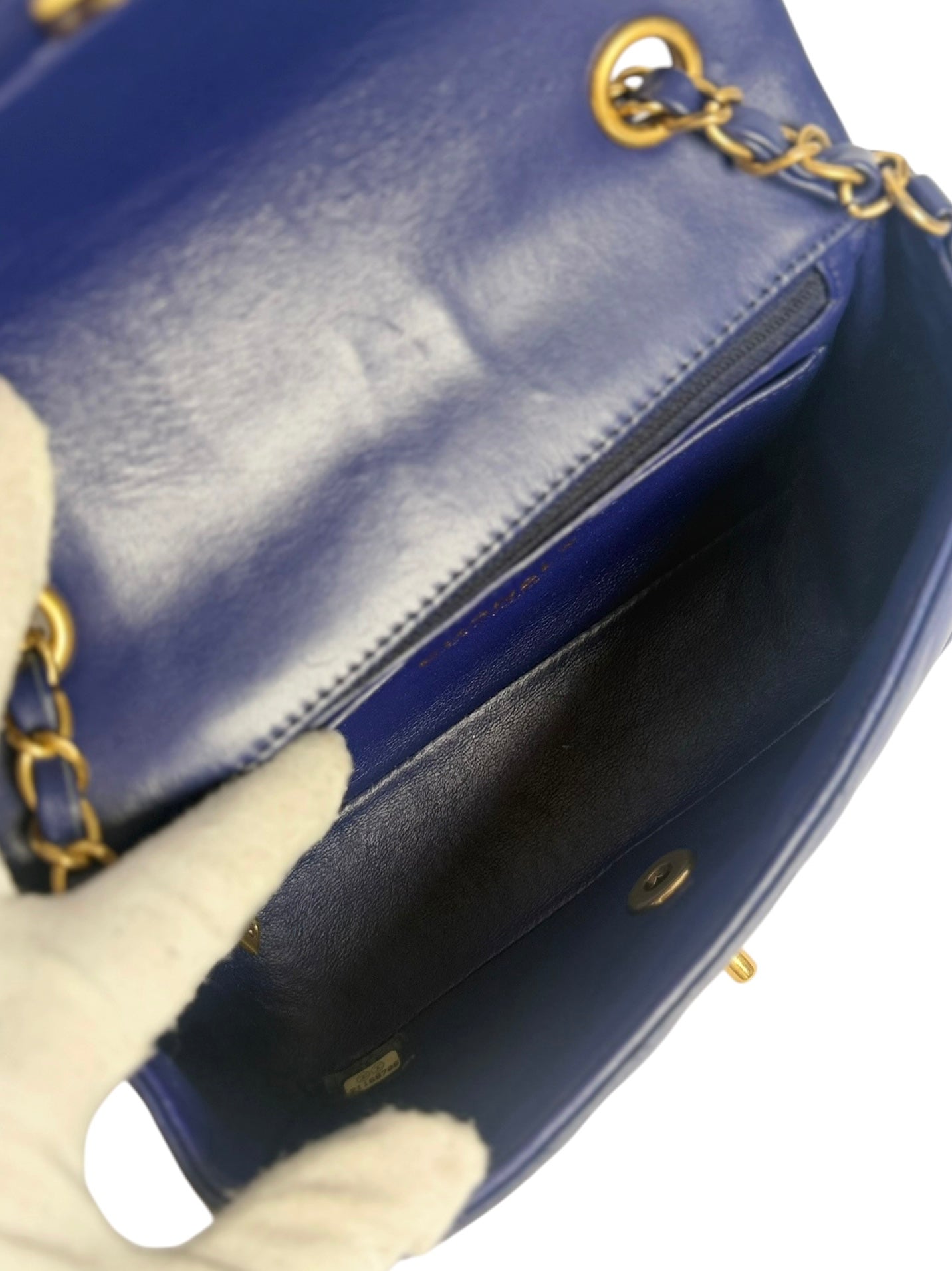 Chanel Mini Blue Chevron Classic Flap