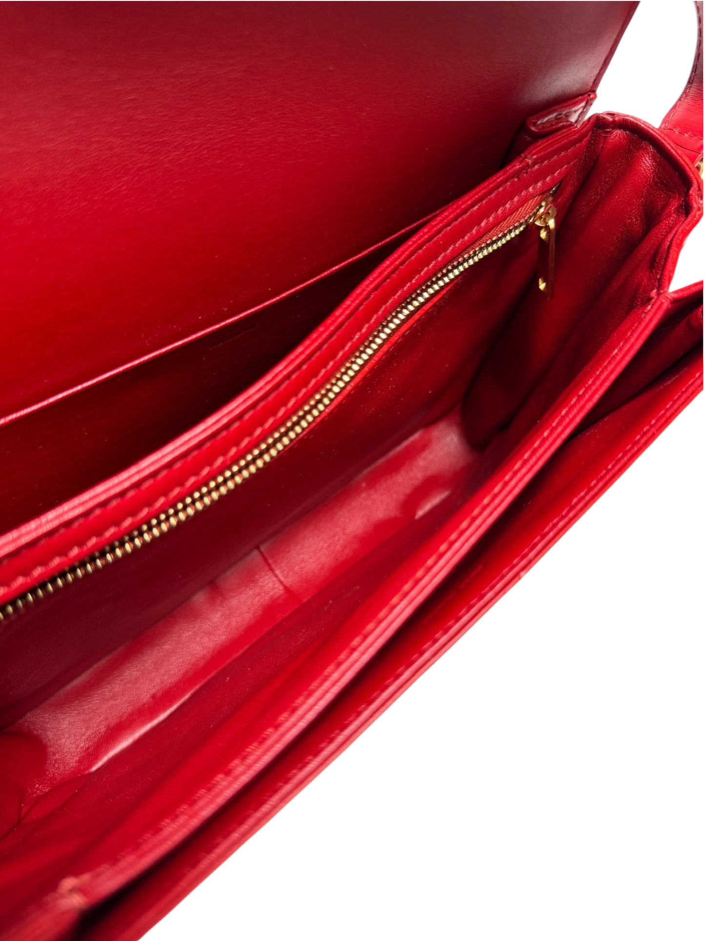 Celine Red Shiny Calfskin Medium Triomphe T8327