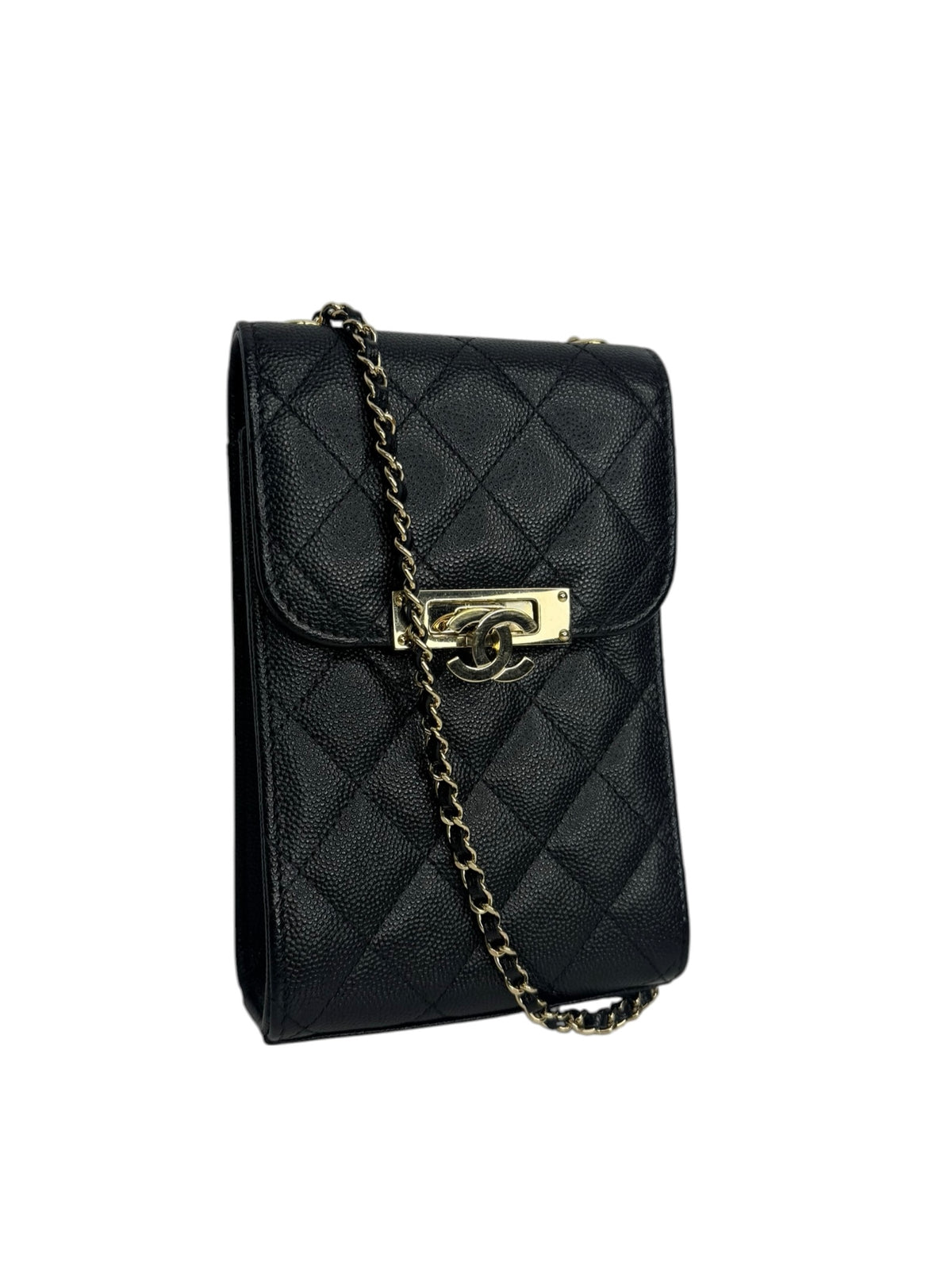 Chanel Black Caviar Crossbody Phone Holder T9349