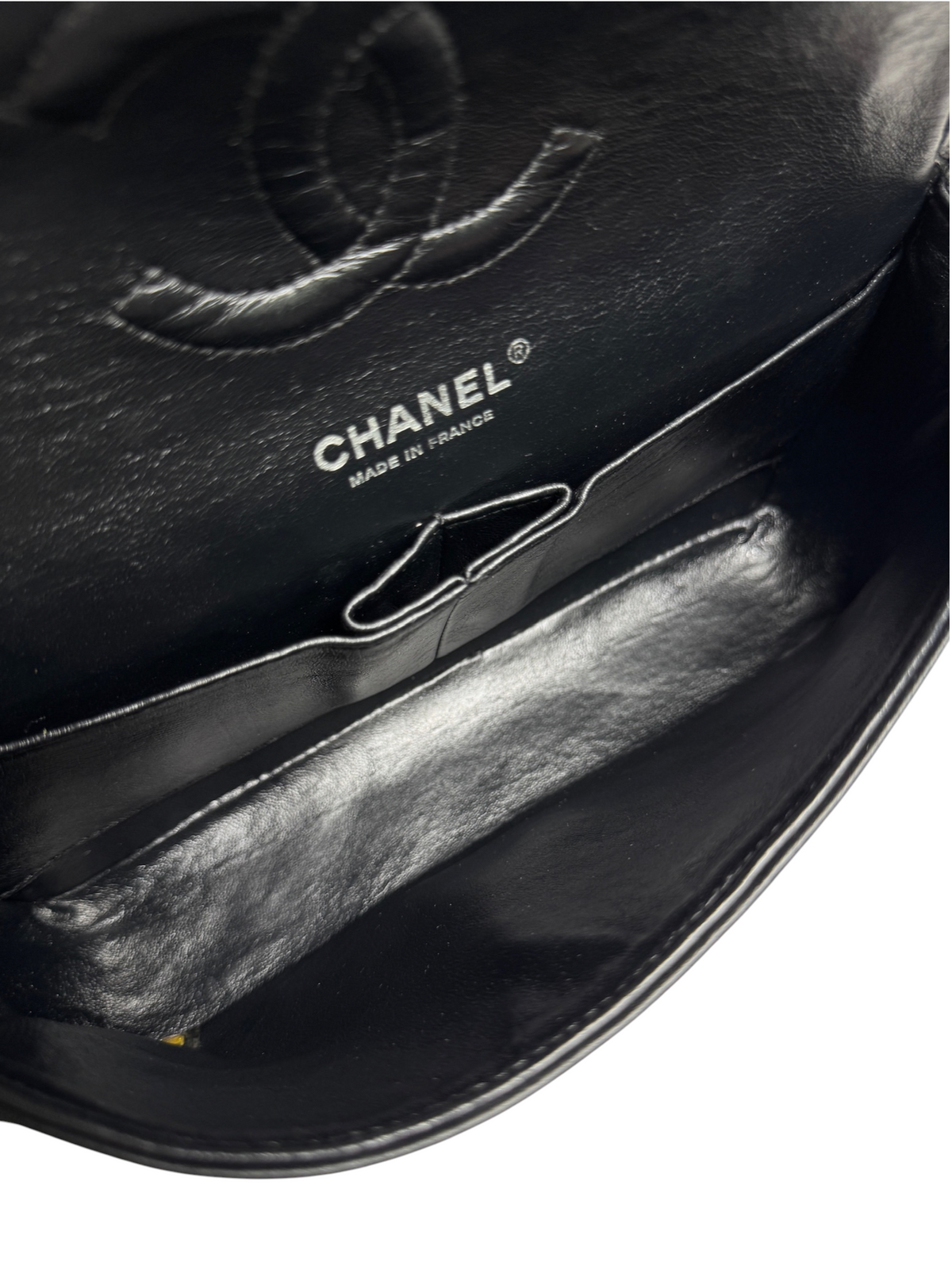 Chanel Black Patent Classic Medium Double Flap SHW T8328