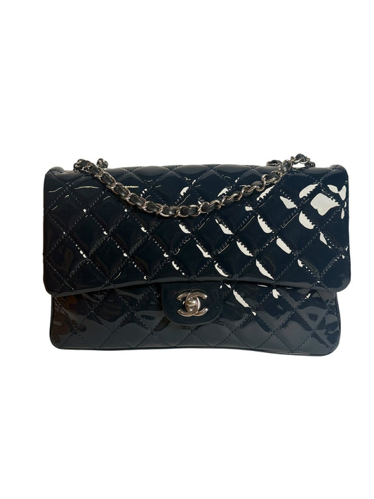 Patent Midnight Navy Accordion Flap T6903