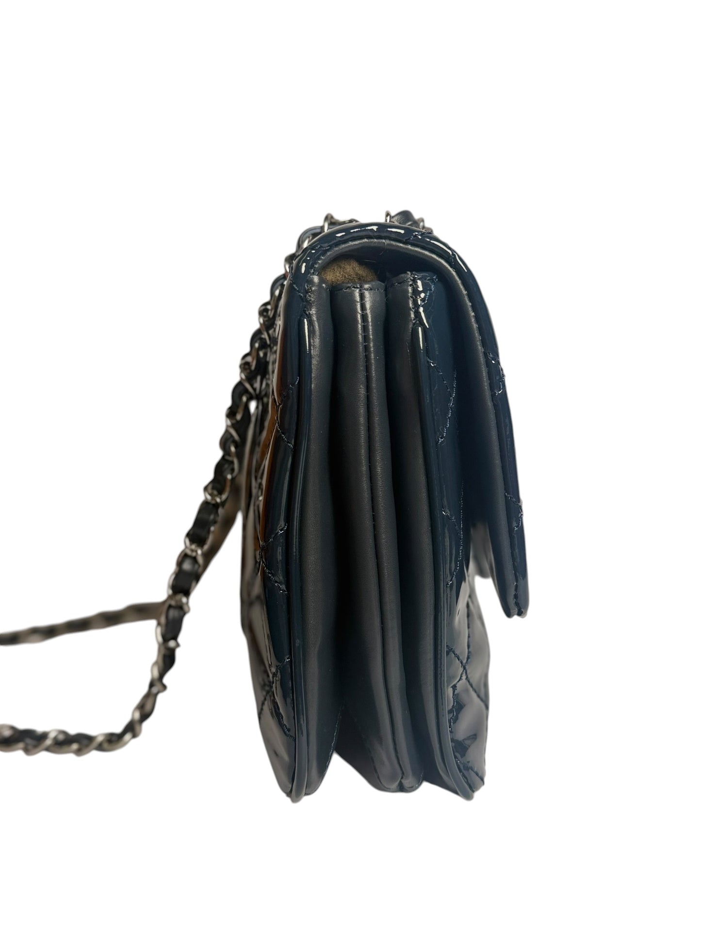 Patent Midnight Navy Accordion Flap