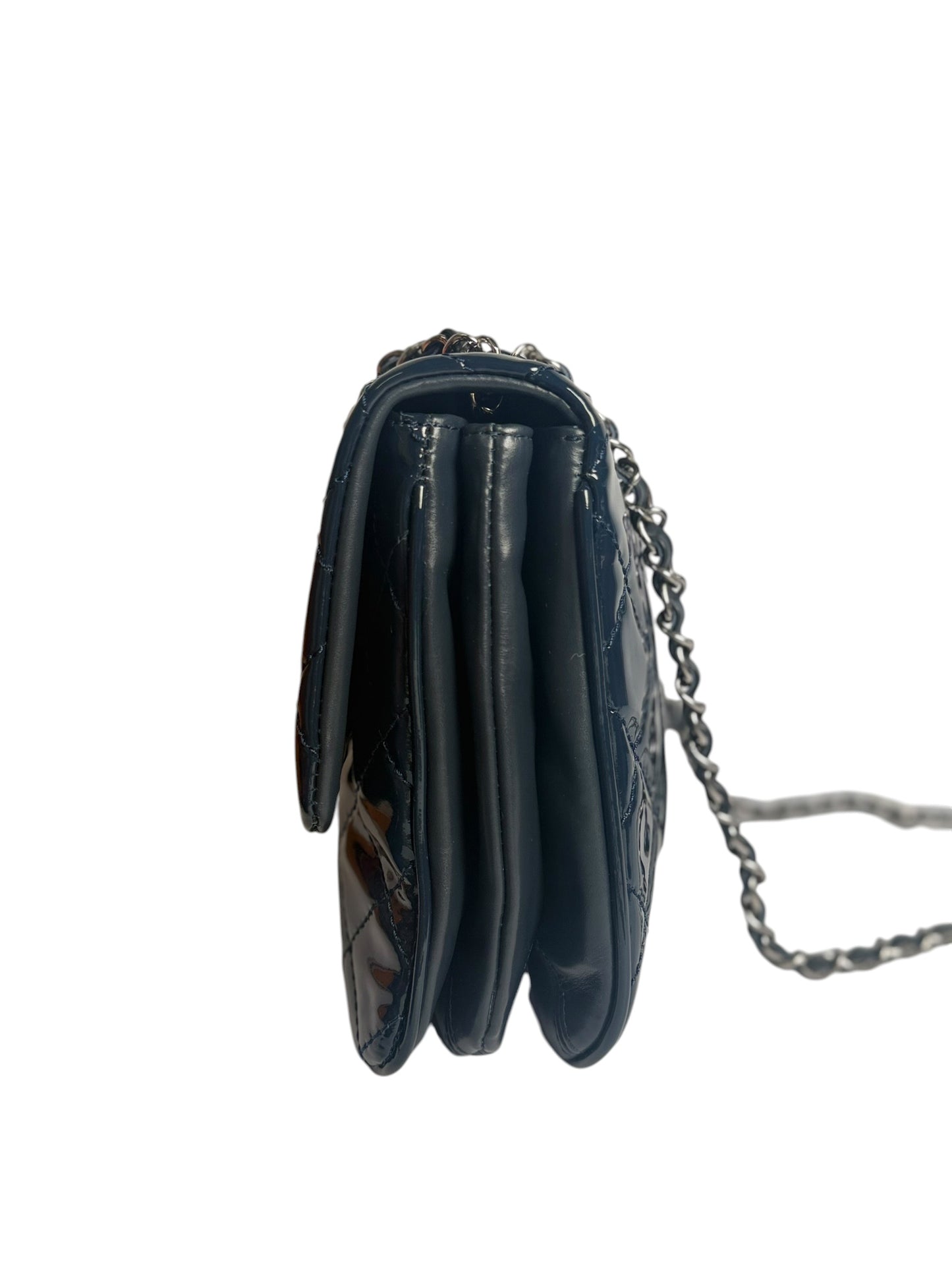 Patent Midnight Navy Accordion Flap