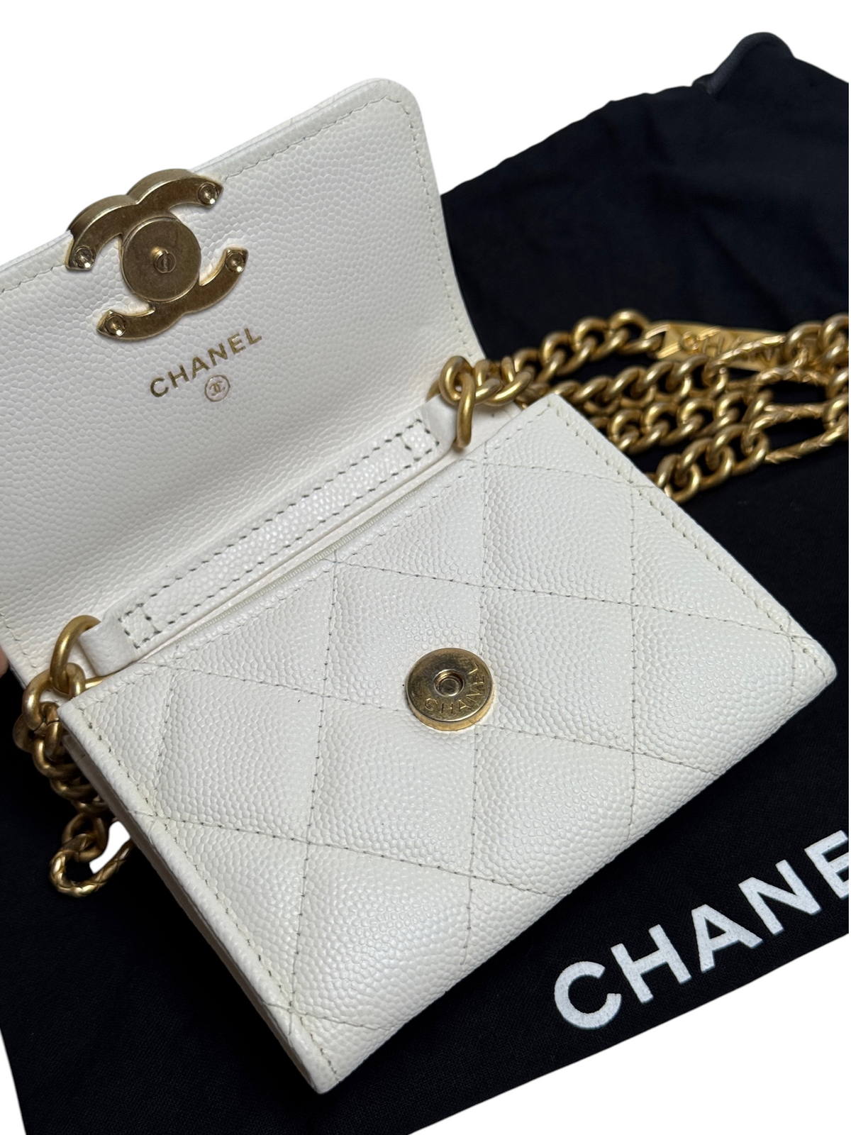 Chanel White Caviar Nano Crossbody T8329