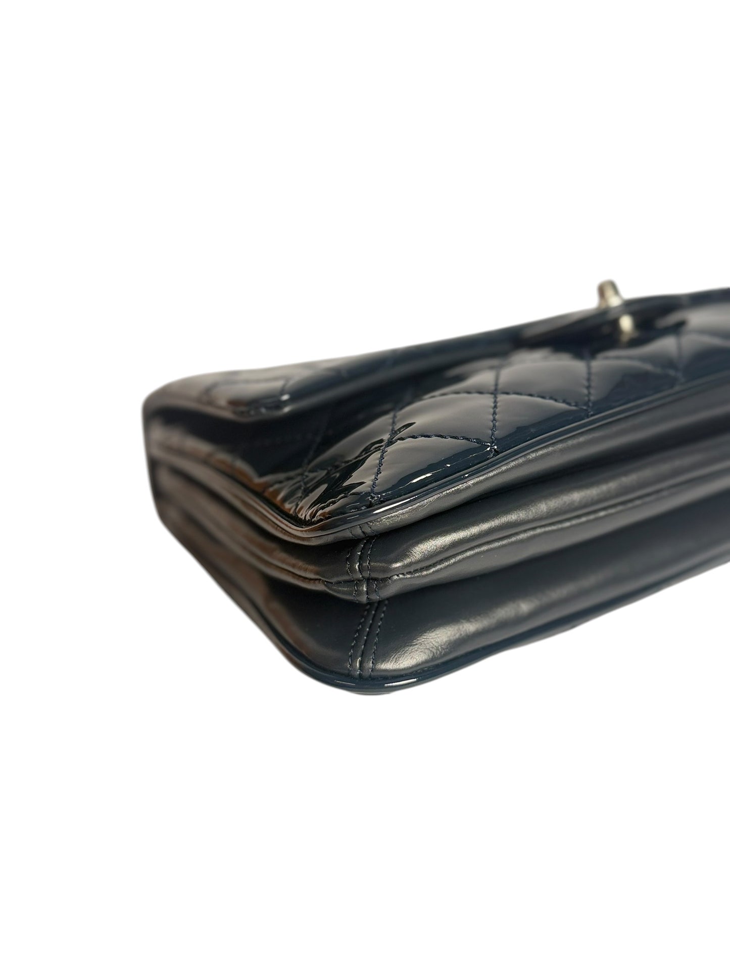 Patent Midnight Navy Accordion Flap