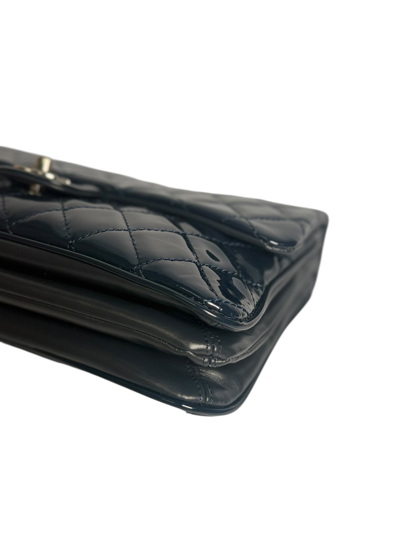 Patent Midnight Navy Accordion Flap