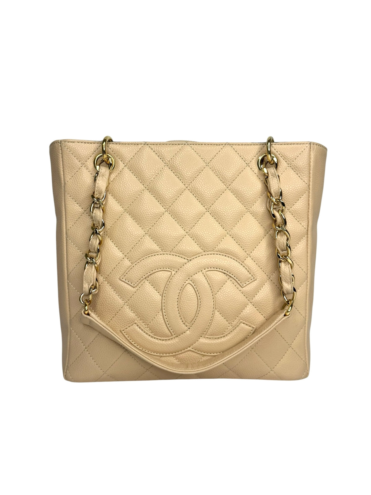 Chanel Beige Caviar Petit Shopping Tote GHW T9358