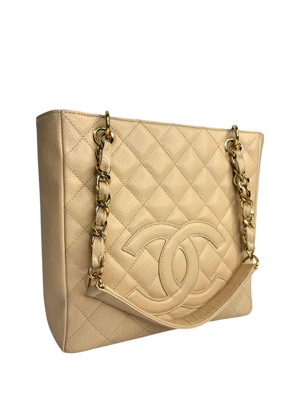 Chanel Beige Caviar Petit Shopping Tote GHW T9358