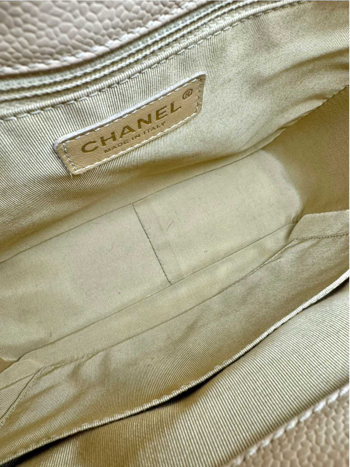 Chanel Beige Caviar Petit Shopping Tote GHW T9358