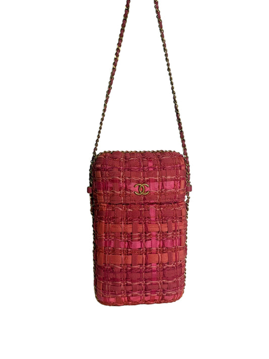 Chanel Pink Tweed Phone Holder GHW T7968