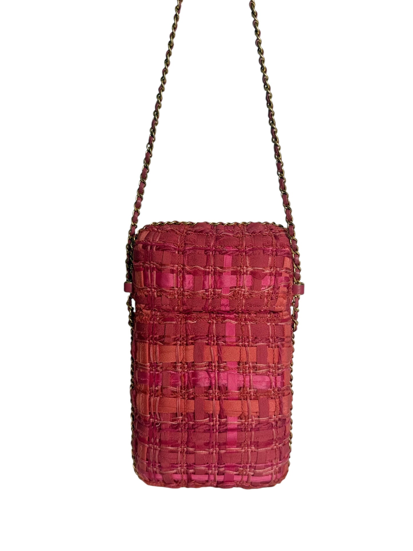 Chanel Pink Tweed Phone Holder GHW