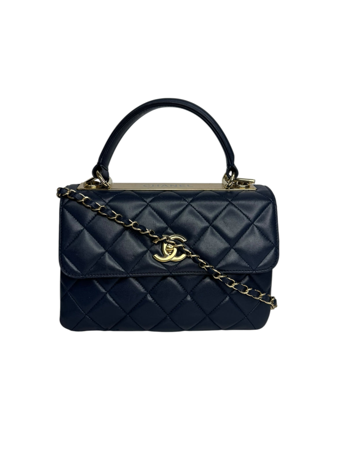 Chanel Navy Trendy CC Top Handle Flap T9350