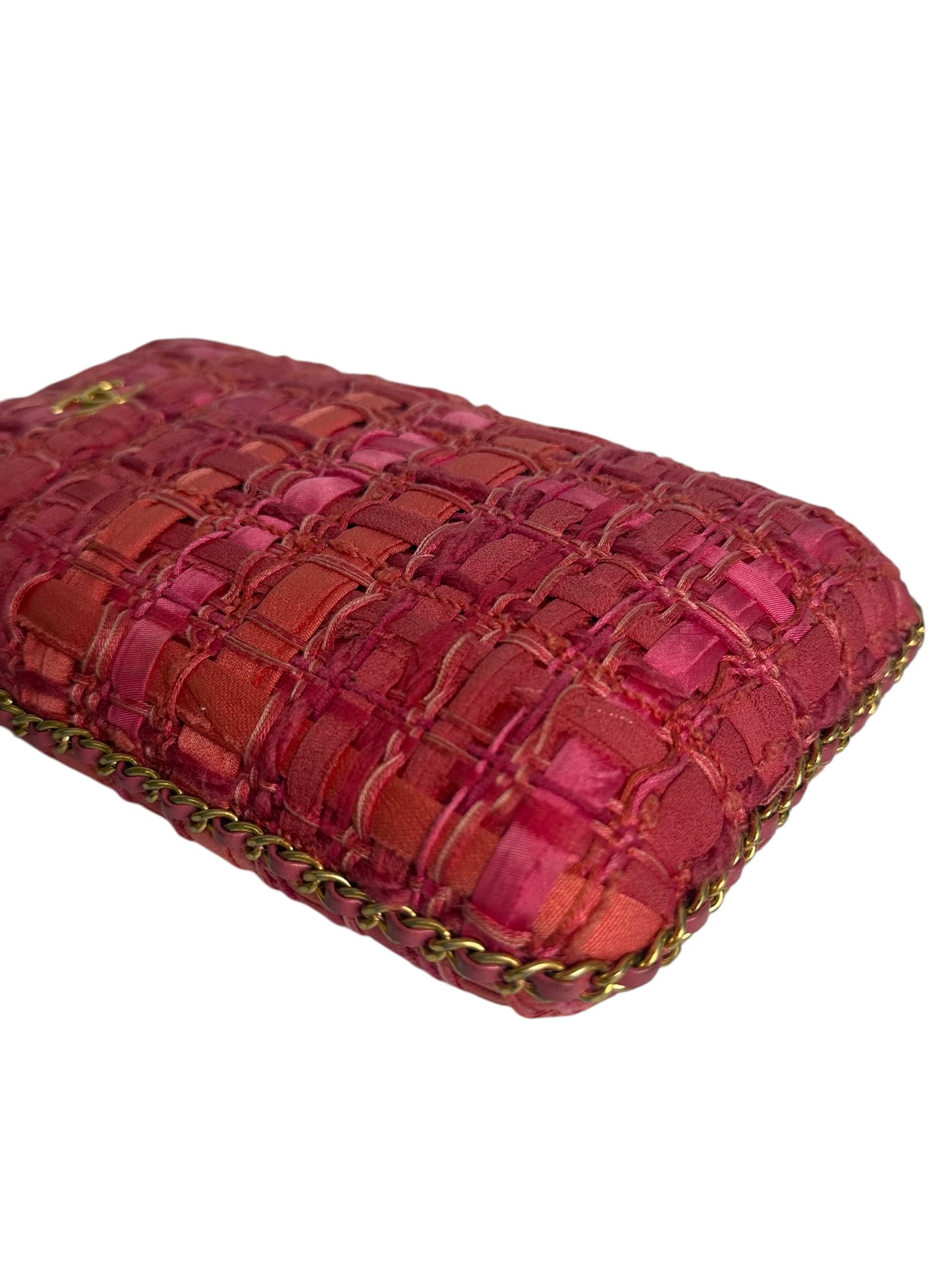 Chanel Pink Tweed Phone Holder GHW
