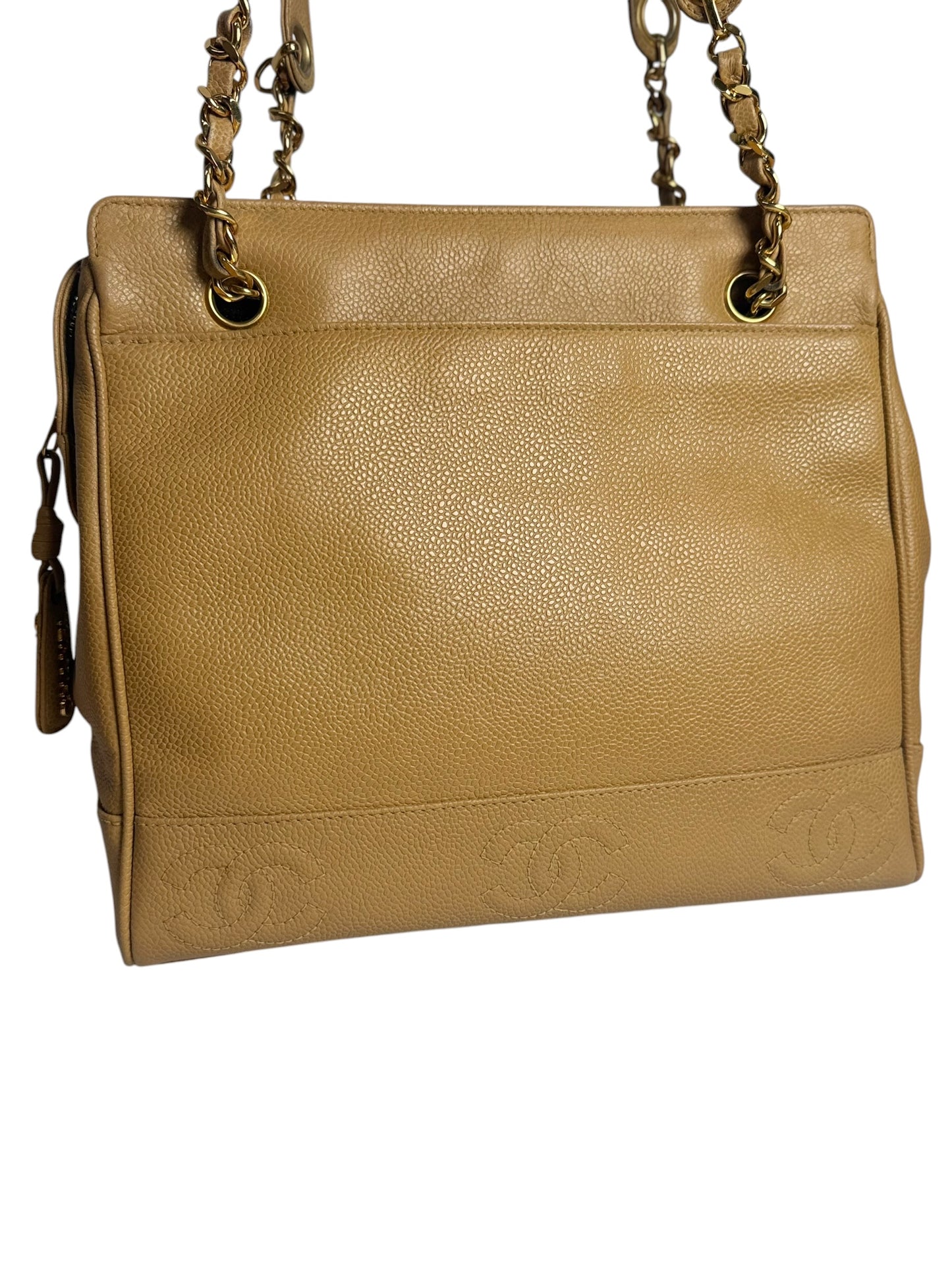 Chanel Beige Caviar Tote Vintage 24K GHW