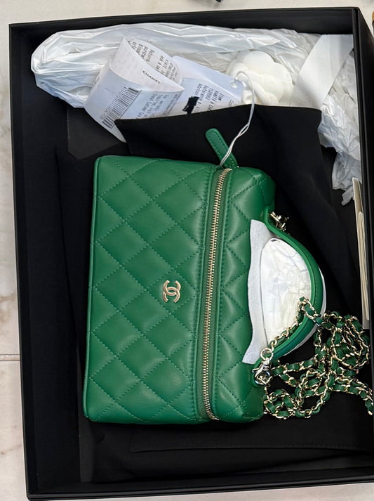 Chanel Green Slim Vanity NWT T8236