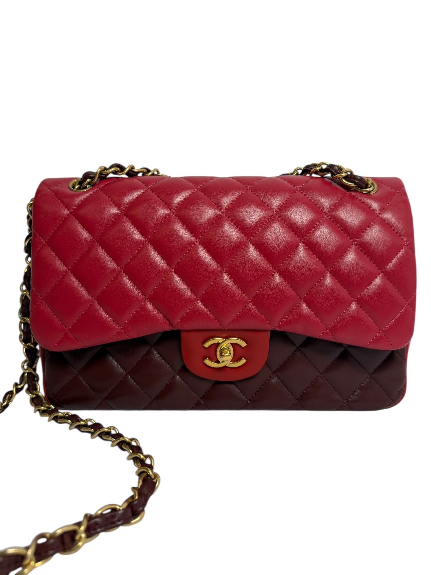 Chanel jumbo tri color red