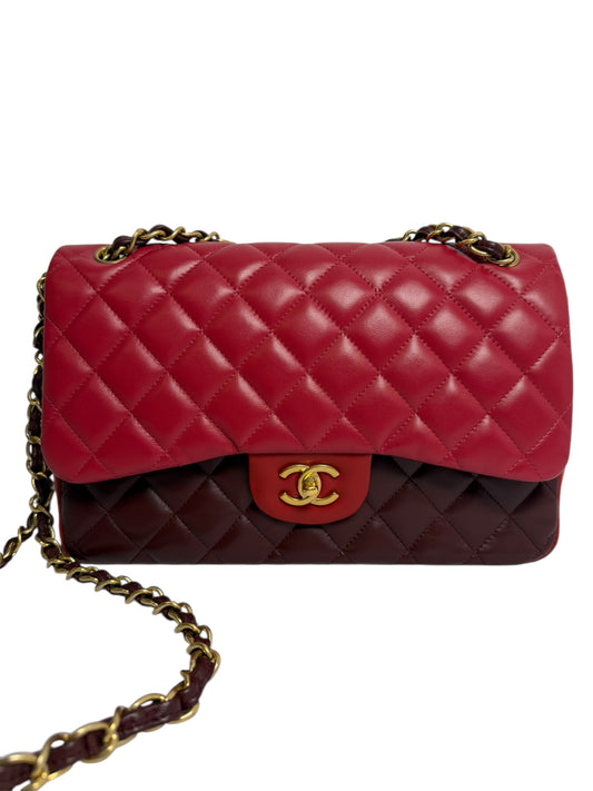 Chanel jumbo tri color red