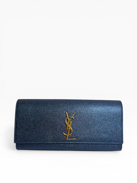 YSL blue sparkle clutch ghw
