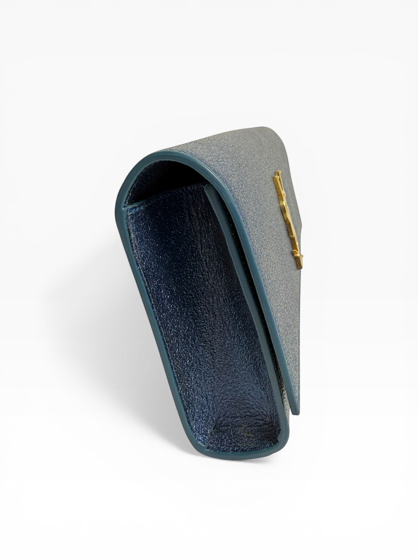 YSL blue sparkle clutch ghw