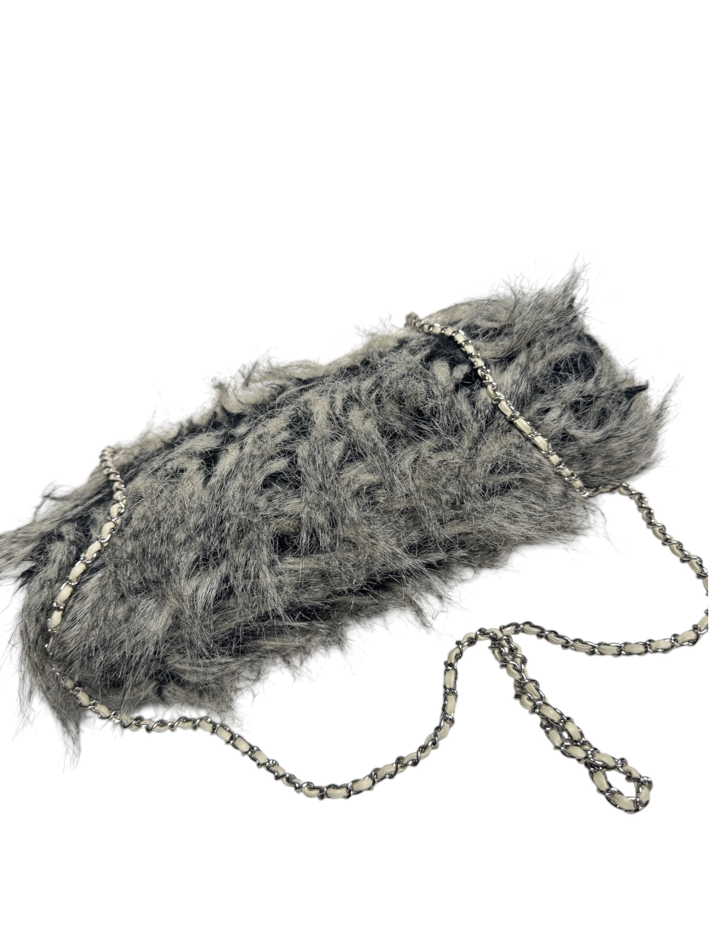 Chanel Python And Fur Kisslock Clutch With Chain T8332