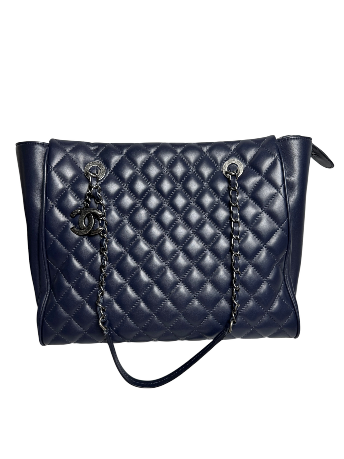 Chanel Quilted Navy Shopping Tote RHW T8333