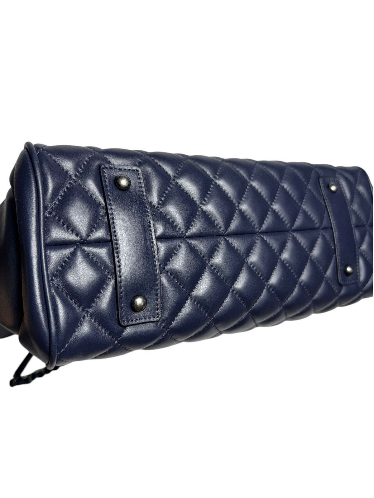 Chanel Quilted Navy Shopping Tote RHW T8333