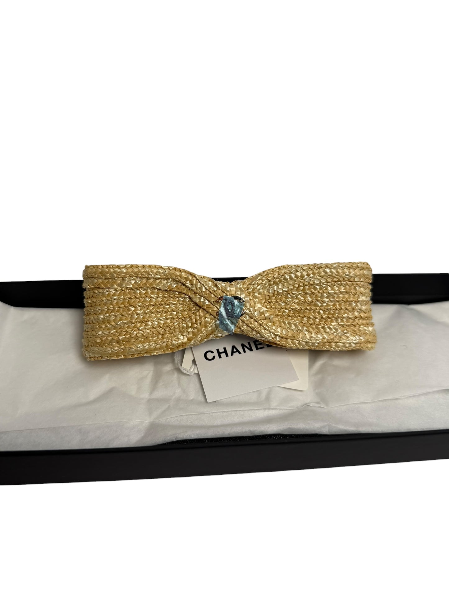 Chanel straw bow clip