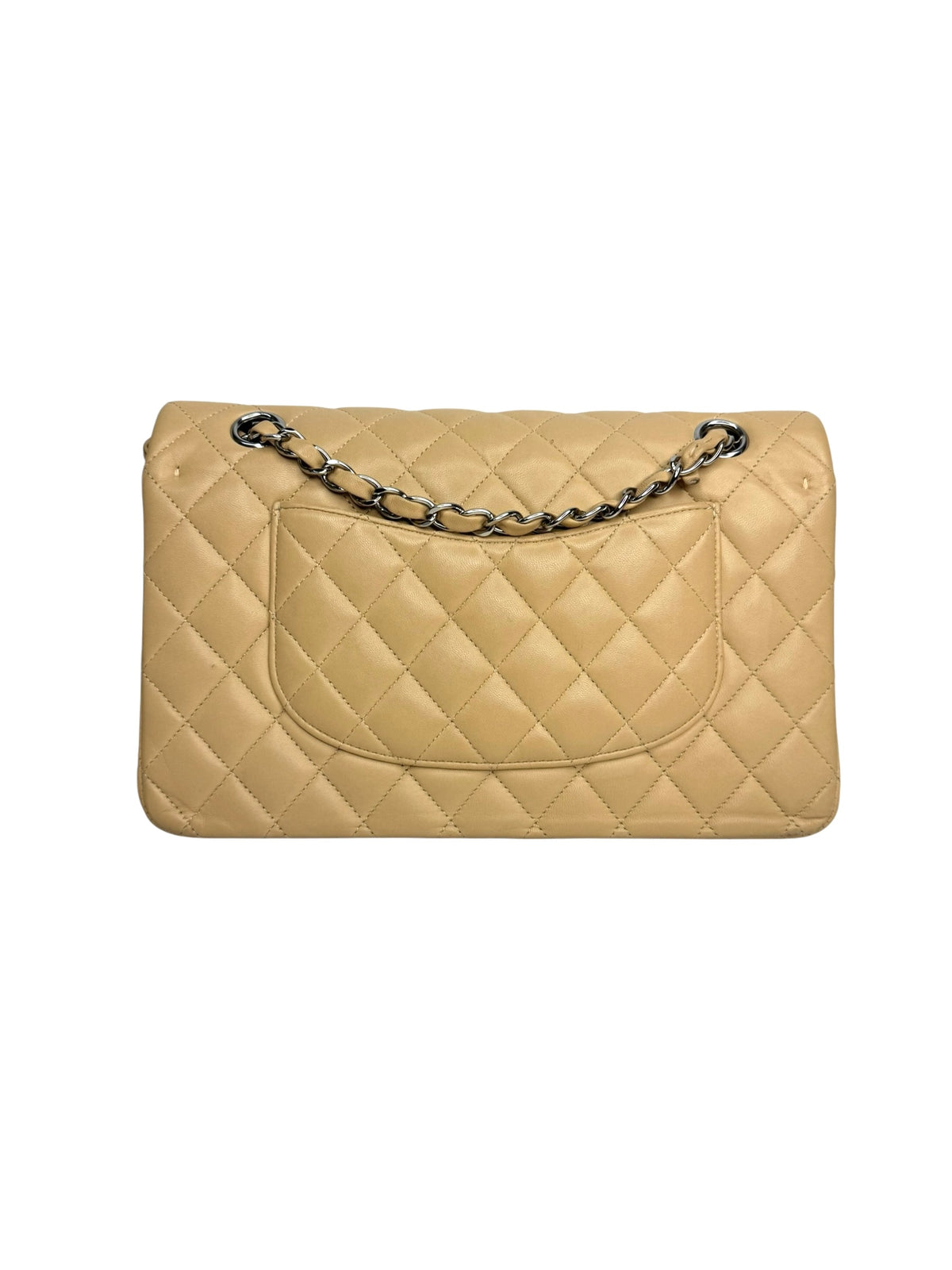 Chanel Medium Double Classic Flap Beige Lambskin SHW T9324