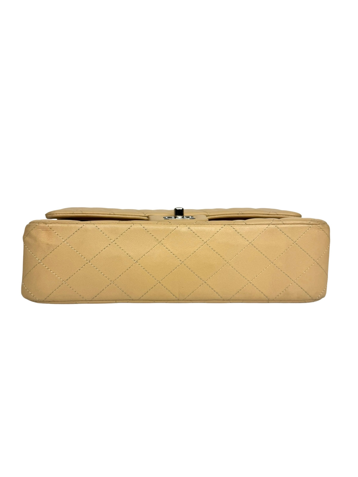 Chanel Medium Double Classic Flap Beige Lambskin SHW T9324