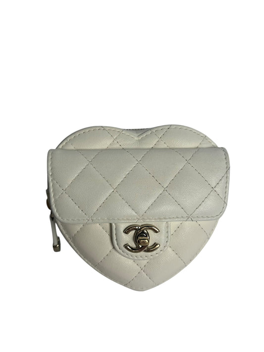 Chanel White heart case ghw T7977