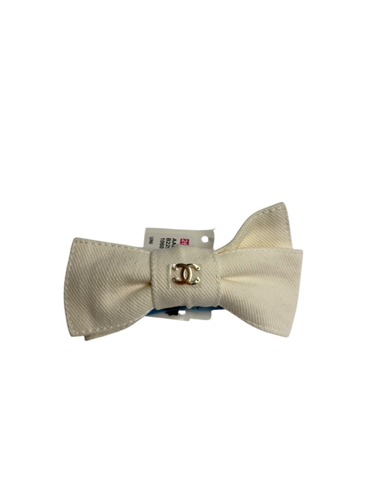 Chanel white denim bow clip