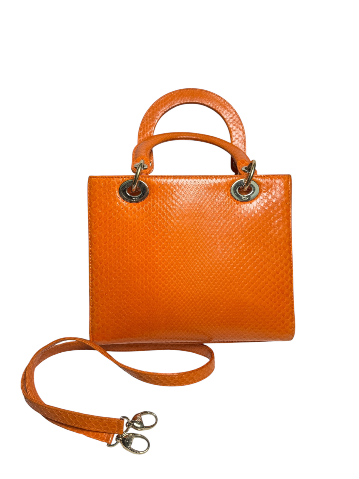 Dior Medium Orange Python Lady Dior GHW T8334