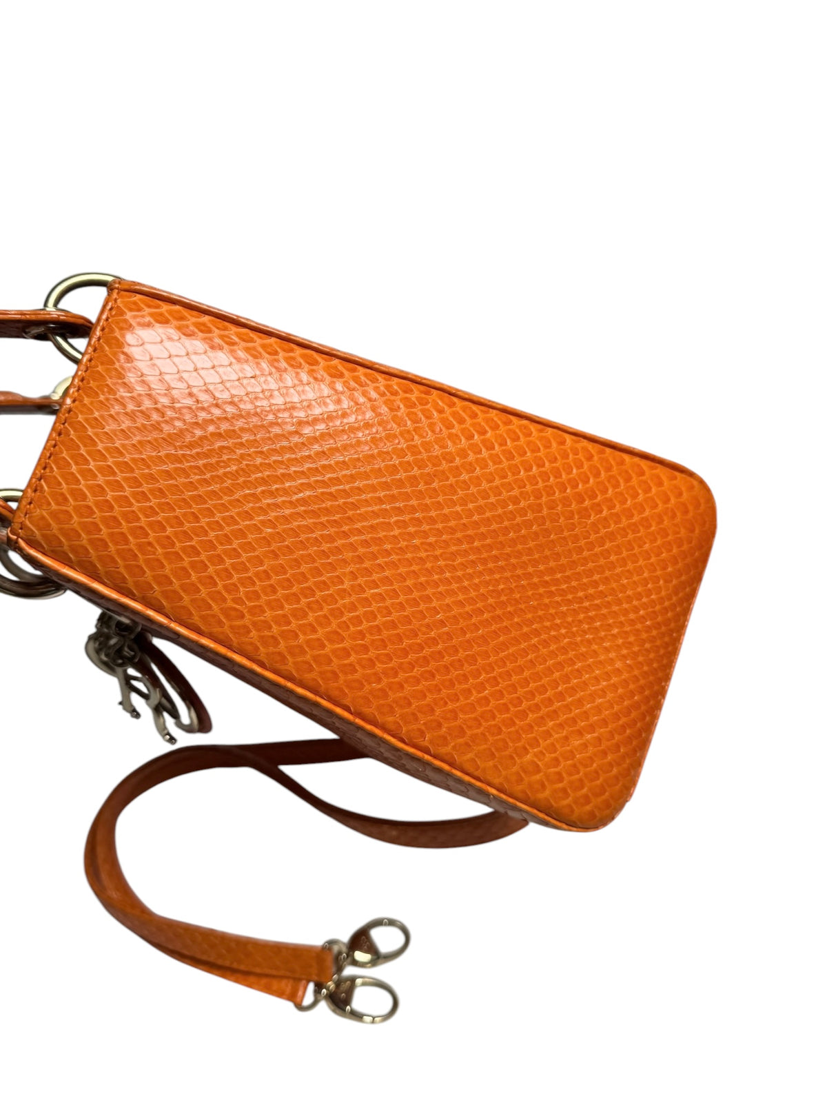 Dior Medium Orange Python Lady Dior GHW T8334