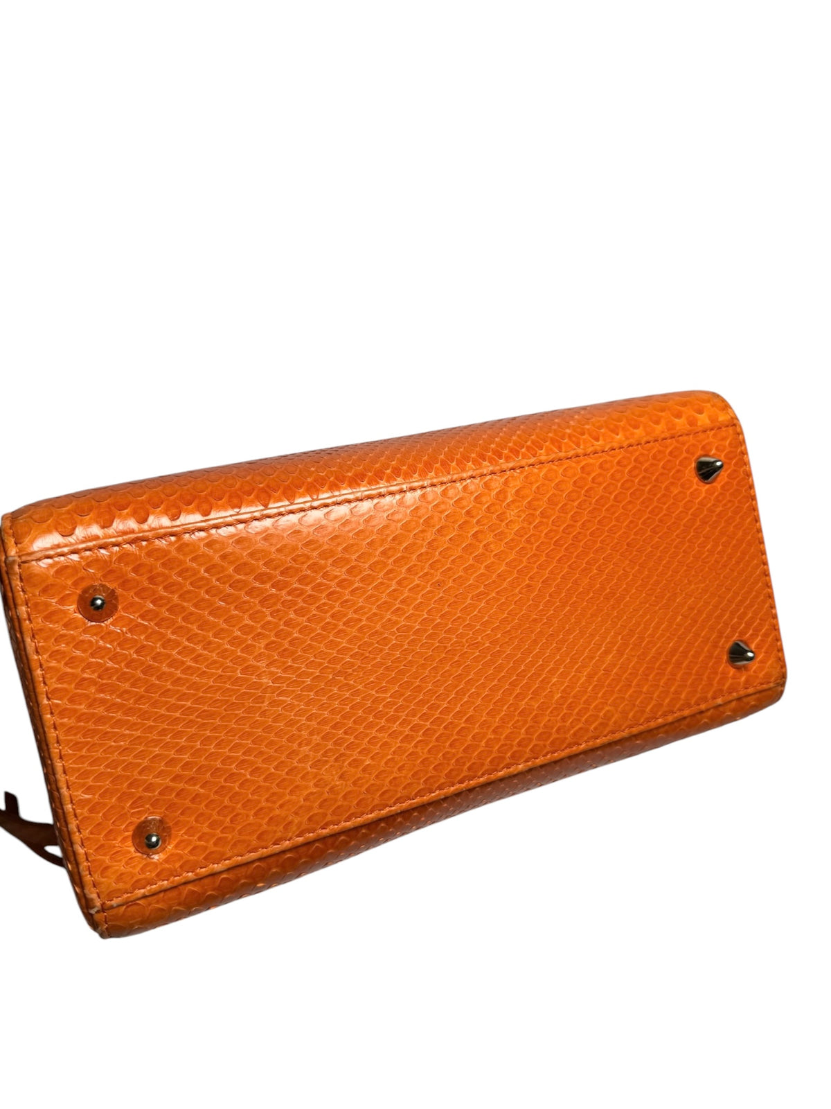 Dior Medium Orange Python Lady Dior GHW T8334