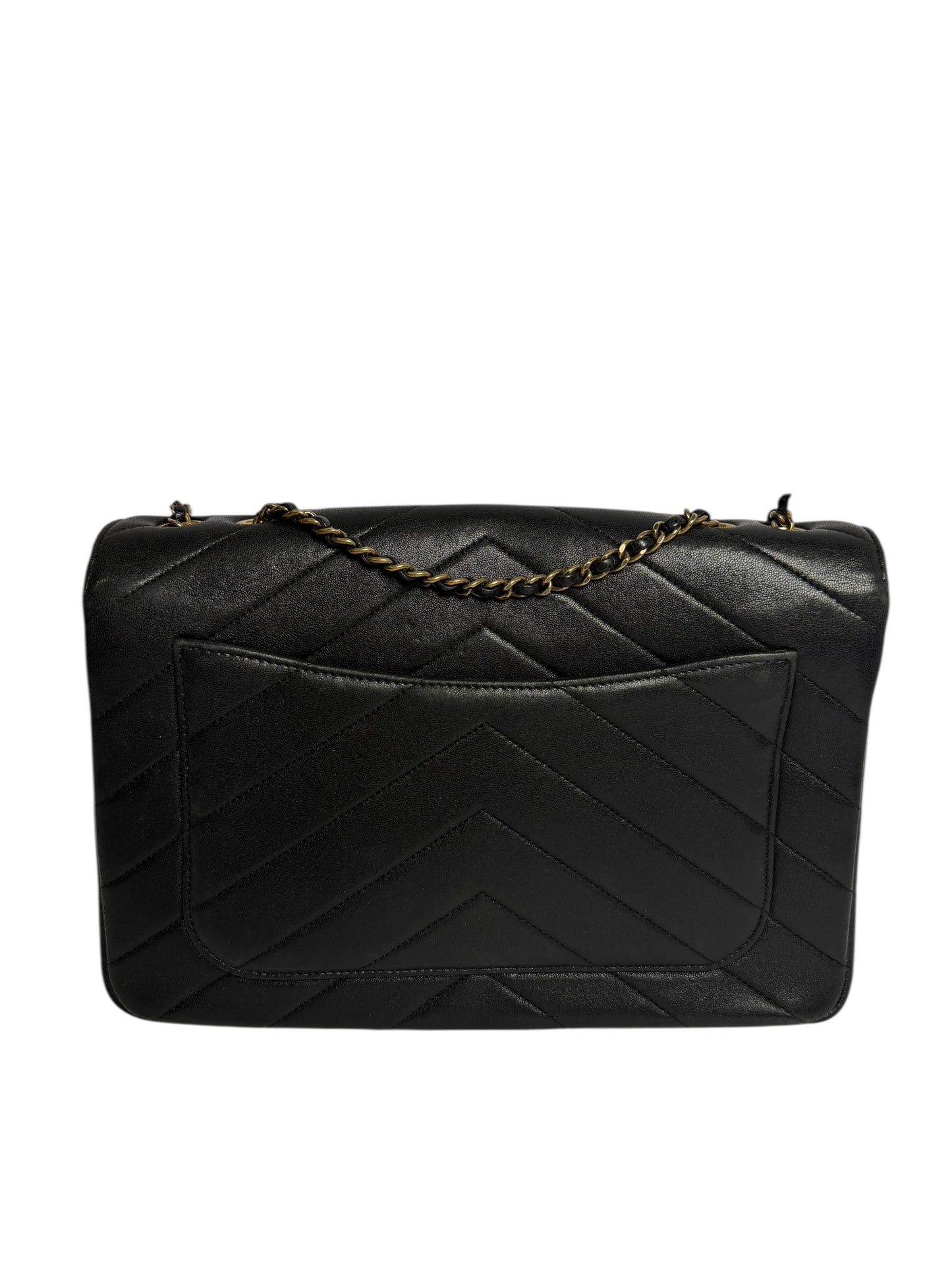 Chanel Black Chevron Envelope Flap