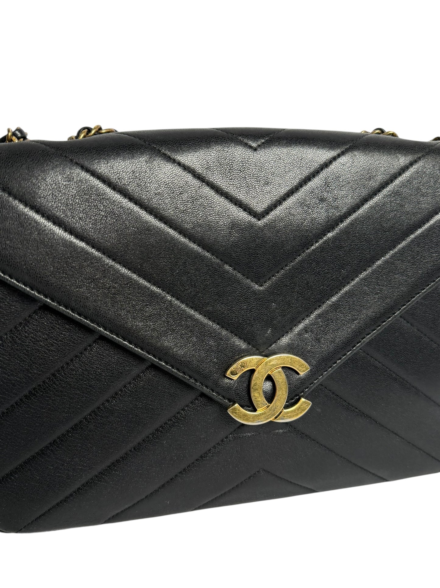 Chanel Black Chevron Envelope Flap