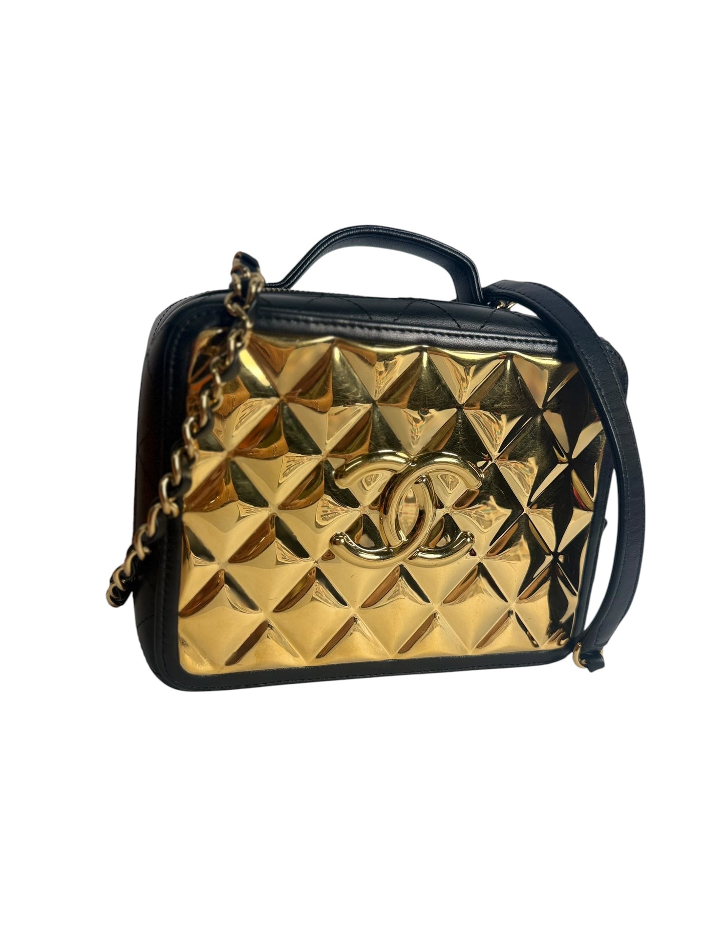 Chanel Top Handle Gold Metal Vanity