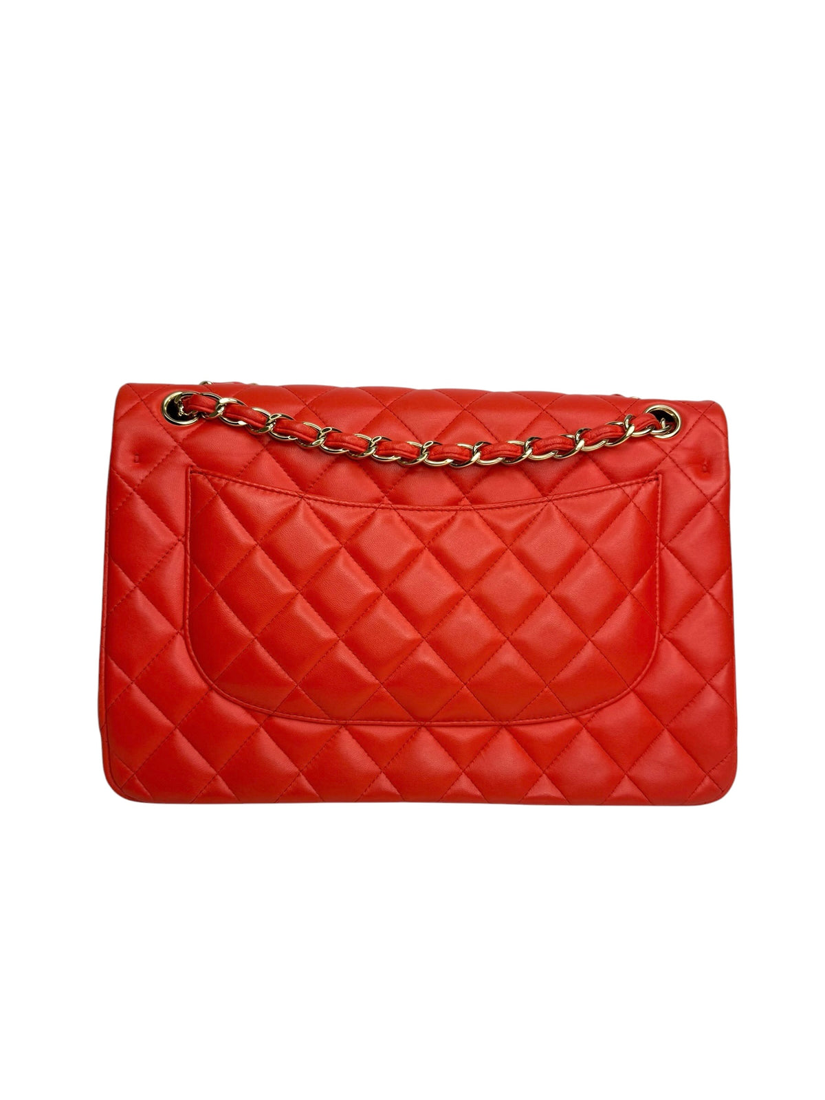 Chanel Red Lambskin Jumbo Double Flap GHW T9323