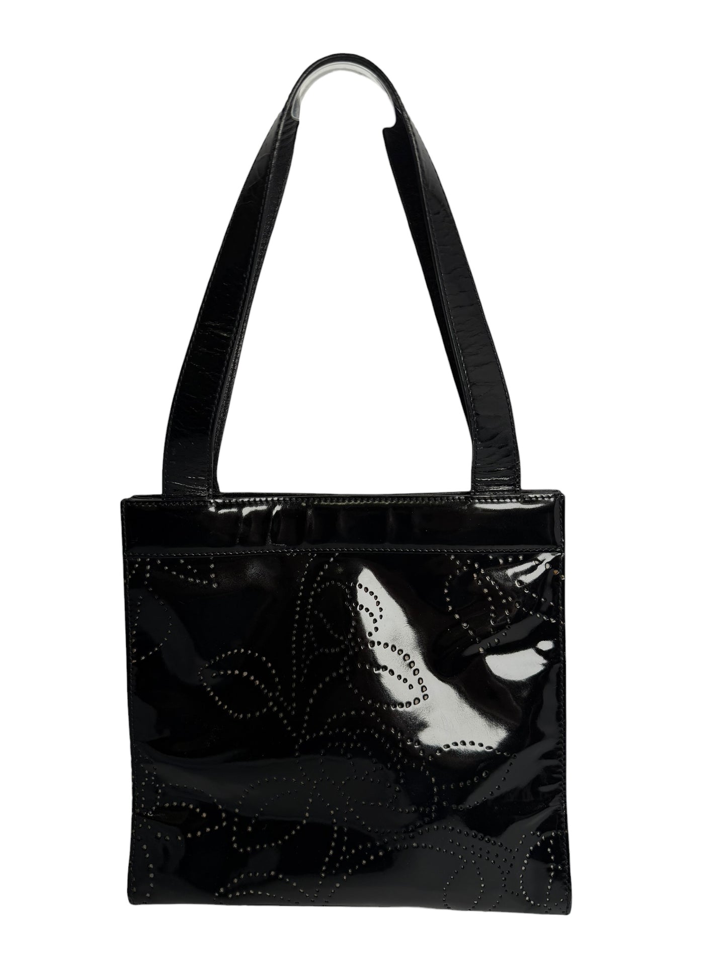 Chanel Black Patent Camelia Tote