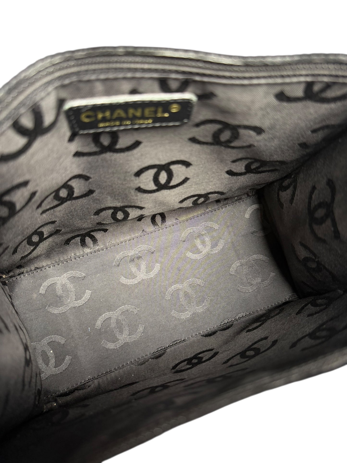 Chanel Black Patent Camelia Tote