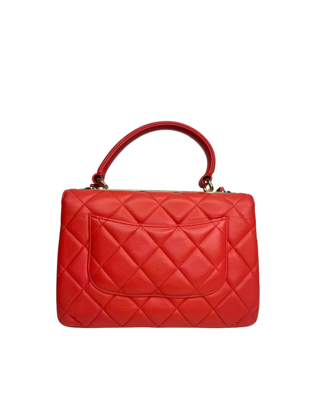 Chanel Small Red Lambskin Top Handle Trendy CC T9327