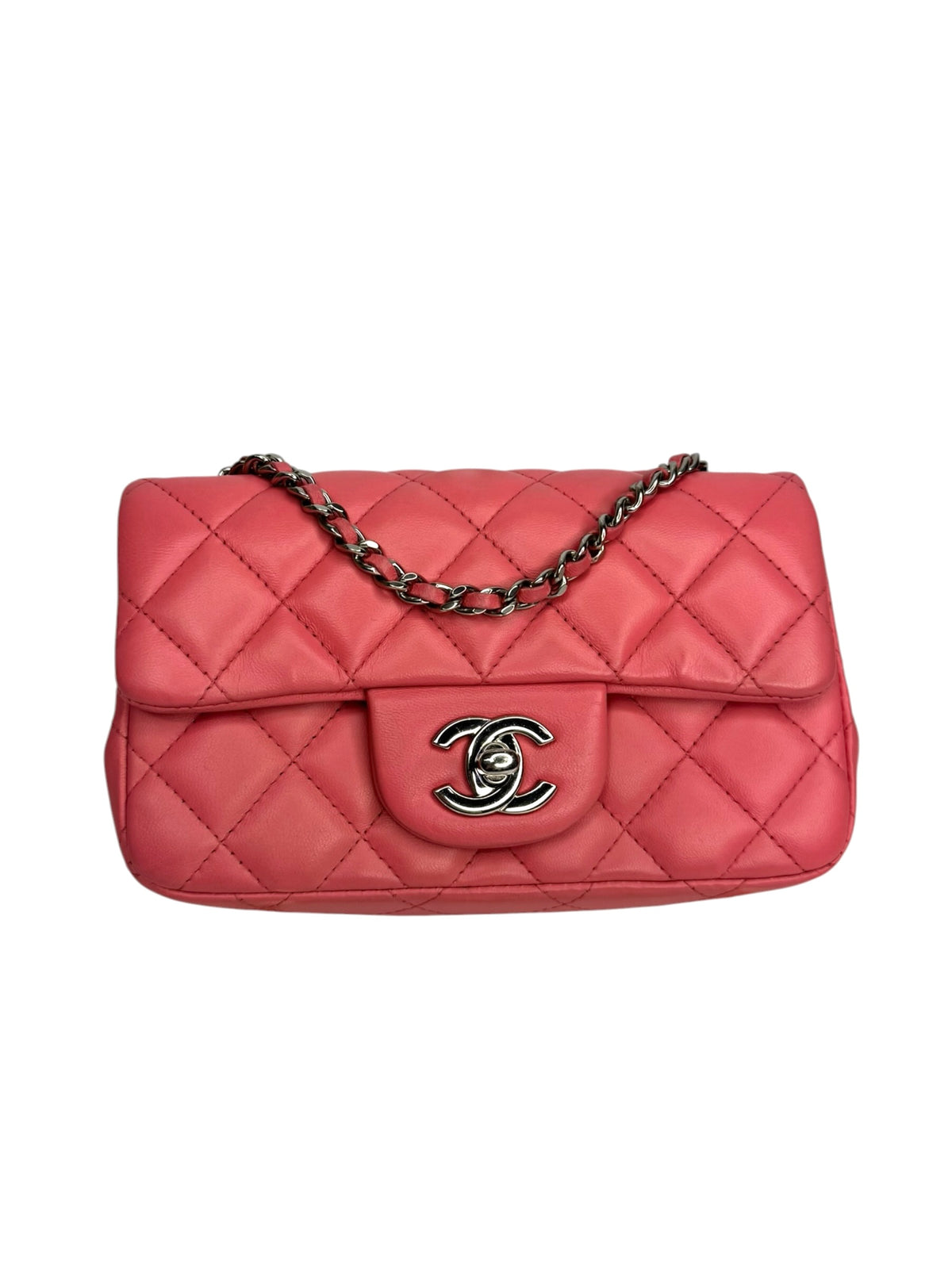 Chanel Extra Mini Pink Lambskin Single Flap SHW T9325