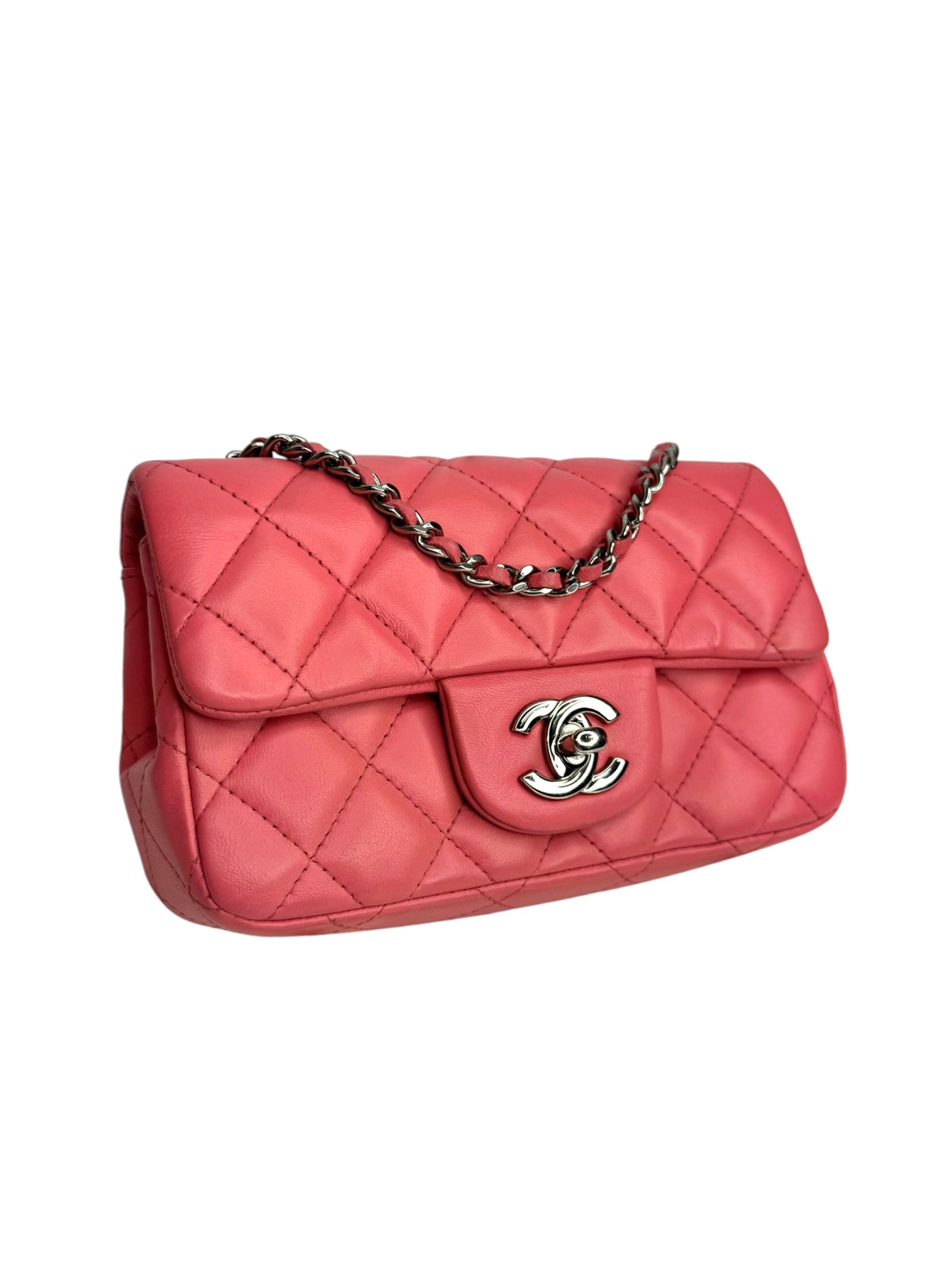 Chanel Extra Mini Pink Lambskin Single Flap SHW T9325